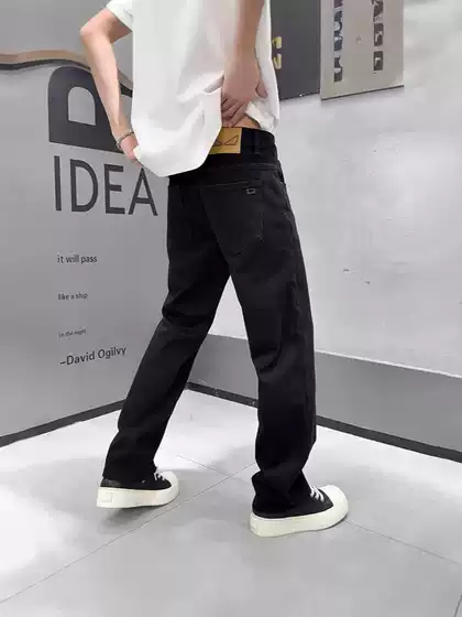 Men's Black Premium Straight-Leg Jeans – Summer & Spring Casual Loose Fit High-Street Retro Denim Pants
