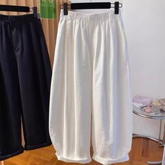 白いカジュアル気球のズボンの女性の夏の新型の大きいサイズは太っています。