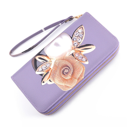 New double zipper hand wallet women's long soft wallet fashionable printing large capacity double layer wallet mobile phone bag