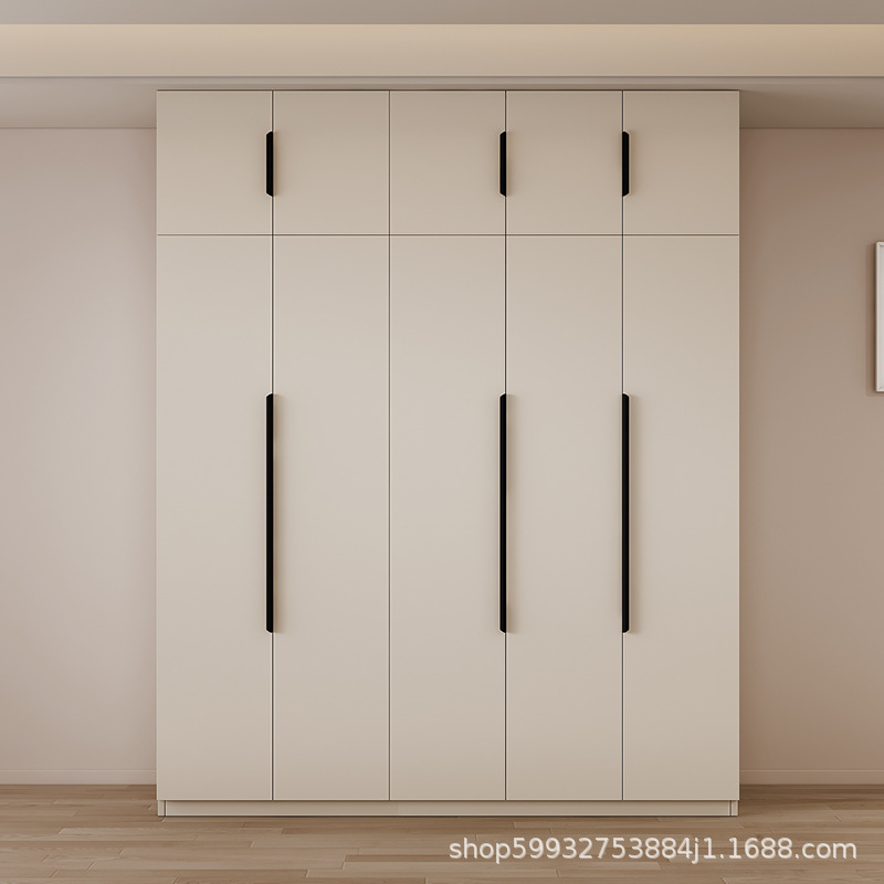 Shunfeng arriba armario dormitorio doméstico moderno simple puerta corredera pequeña casa de alquiler armario de estilo crema image 3