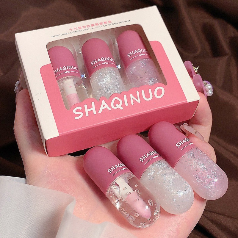莎琪诺 Three stages capsule, lip gloss, glass nutritious set, moisturizing lipstick