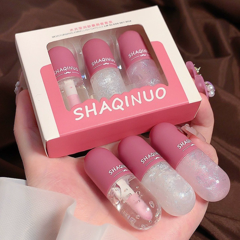 莎琪诺 Three stages capsule, lip gloss, glass nutritious set, moisturizing lipstick