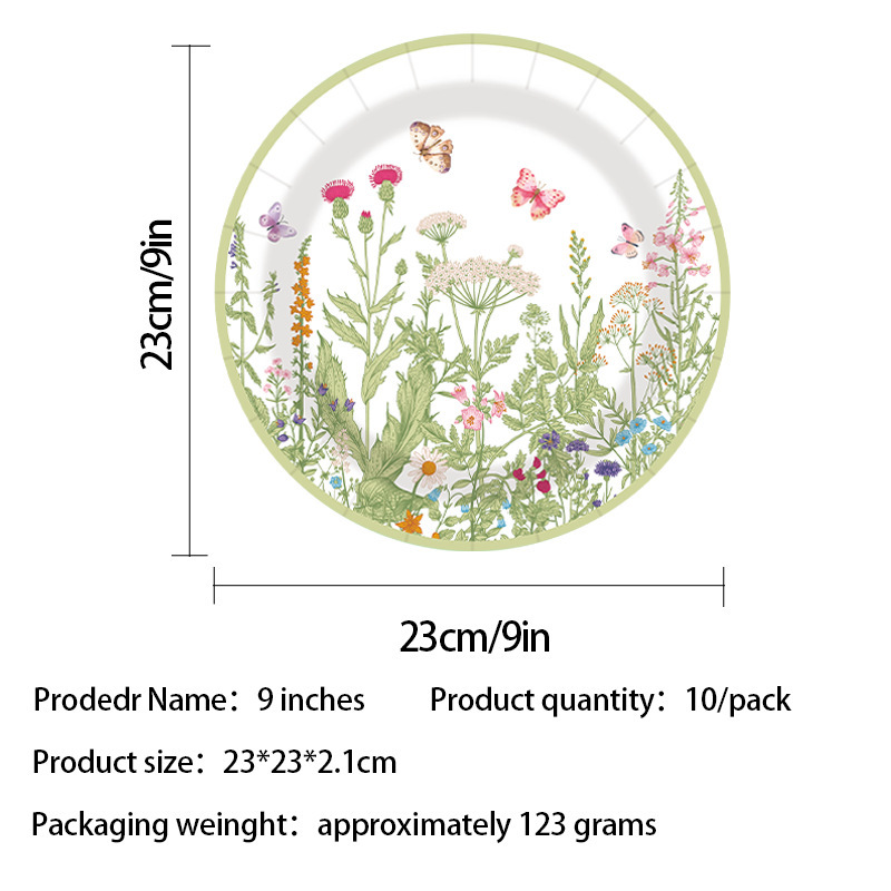 アマゾン春の花ティーパーティーパーティー用品野生の花の雰囲気使い捨て増粘漏れ防止食器卸売|undefined