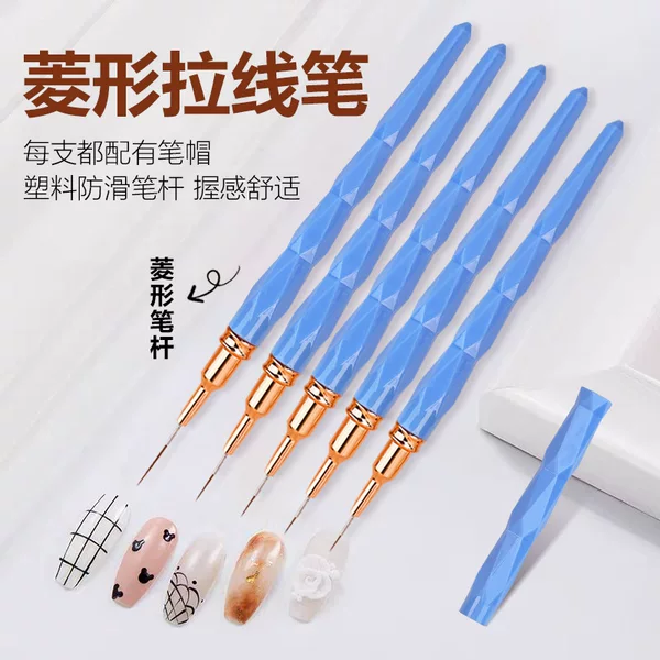 Factory Direct Sales Cross-Border Nail Art Pens Multi-Faceted Needle Tip Liner Pens 6 Colors 5-Piece Set Fine Line Drawing Hand-Painted Designs