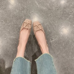 【sheii蘇茵茵】黛爾公主_方頭V扣包頭真皮後空平底涼鞋女通勤鞋