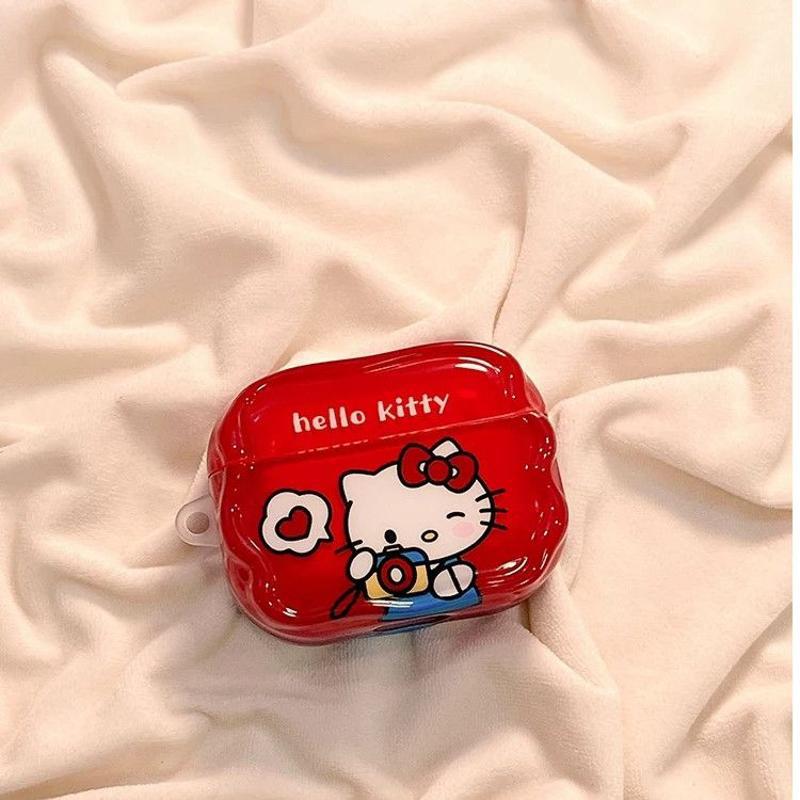 Rojo para fotos kt gatos para airpods 4 generación 5 generación caso de protección bluetooth airpodspro3 / 2 auriculares