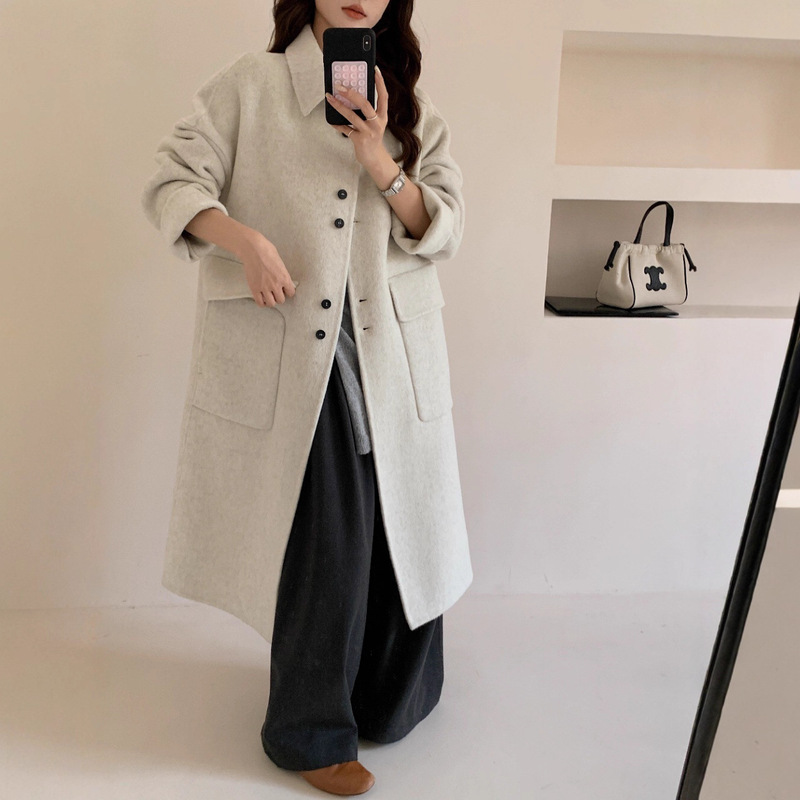 双面羊绒大衣女中长款2025秋冬新款高级感韩系减龄宽松羊毛呢外套|undefined