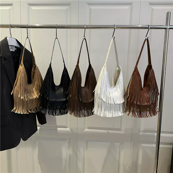 Wholesale Niche Light Luxury Hand-Held Crescent Bag Women's Bag 2025 Summer New Tassel Versatile Shoulder Bag Commuter Armpit Bag