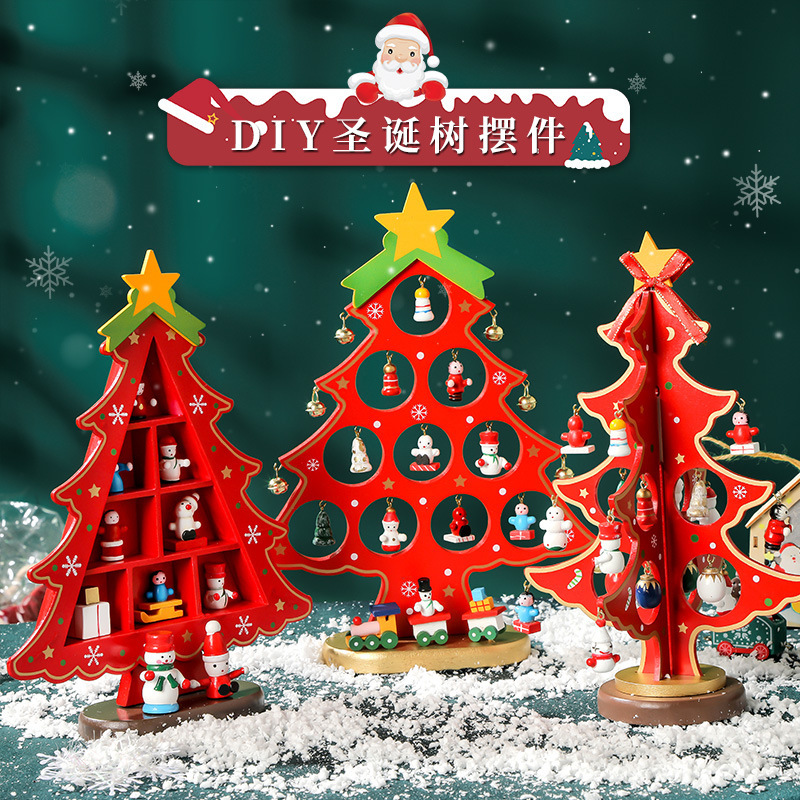 デスクトップ木製クリスマスツリーホームミニクリスマスツリー装飾ギフト小さなクリスマス装飾品新しいクロスボーダー|undefined