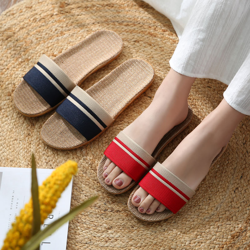 린넨 슬리퍼 여성 홈 봄 가을 면 린넨 포 시즌 두꺼운 소프트 바닥 마구간 도매 실내 바닥 게스트 슬리퍼