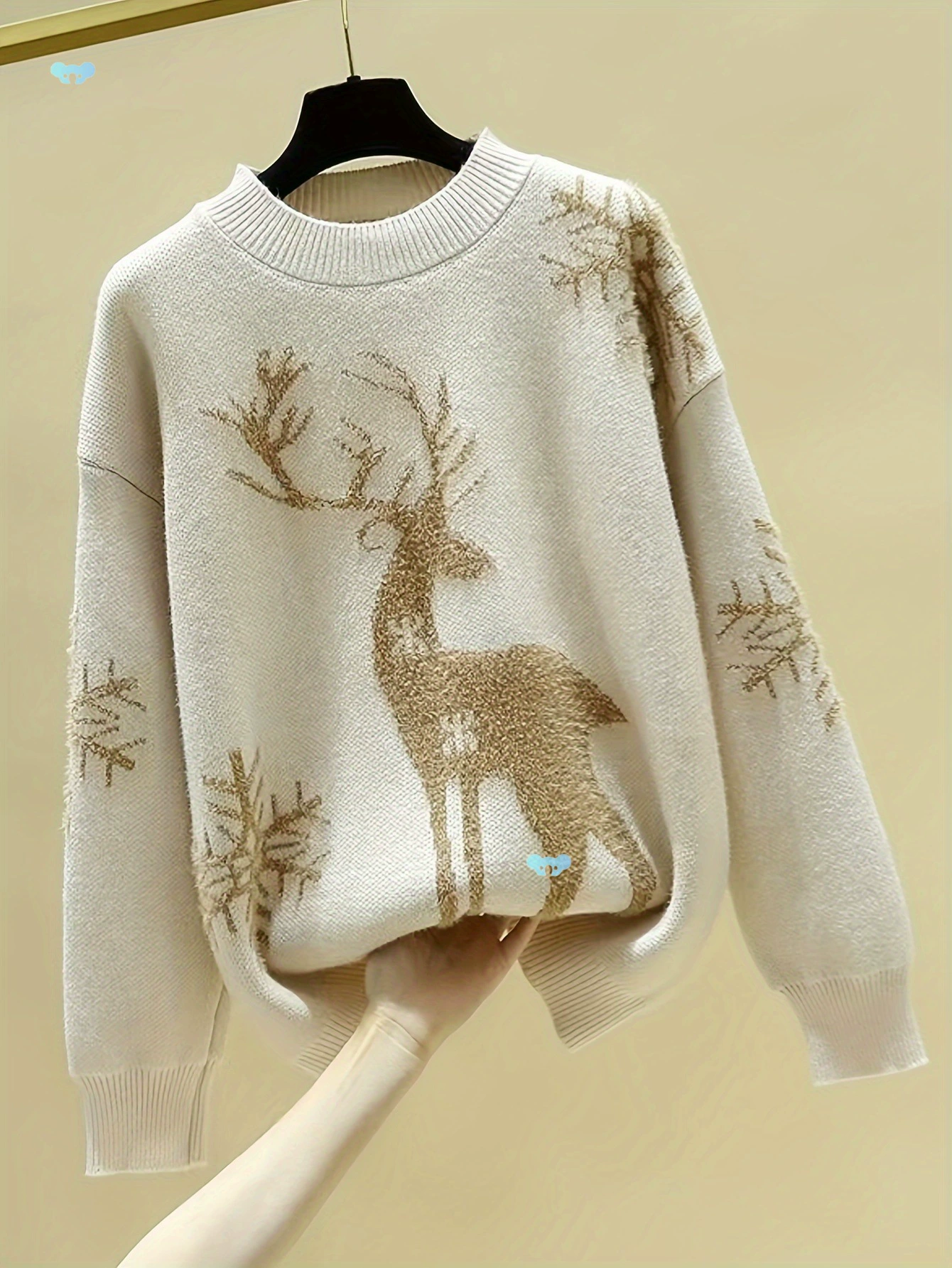 Jacquard Pattern Elk Sweater Elegant Women's Cart Cross-border