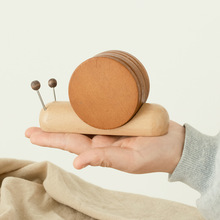 榉木卡通创意蜗牛茶桌茶道实木杯垫动物木质隔热垫摆件礼物批发