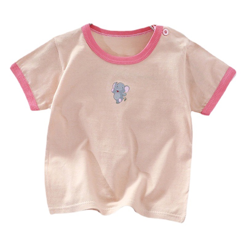2024 Camiseta para niños de manga corta de algodón puro para niños y bebés de dibujos animados de manga corta para niñas verano nuevo estilo versión coreana de un solo top para niños