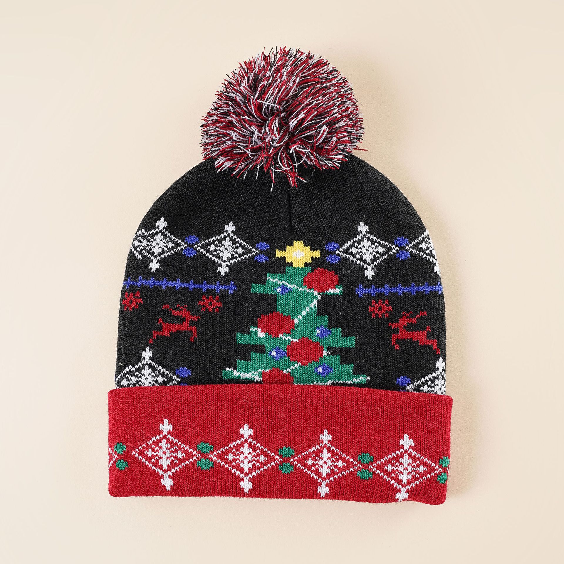 Navidad sombrero nuevo alce Navidad árbol niños sombrero de punto LED luz bebé moda caliente moda lana sombrero
