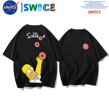 辛普森一家动漫周边纯棉短袖T恤男夏季青少年潮宽松落肩半袖上衣