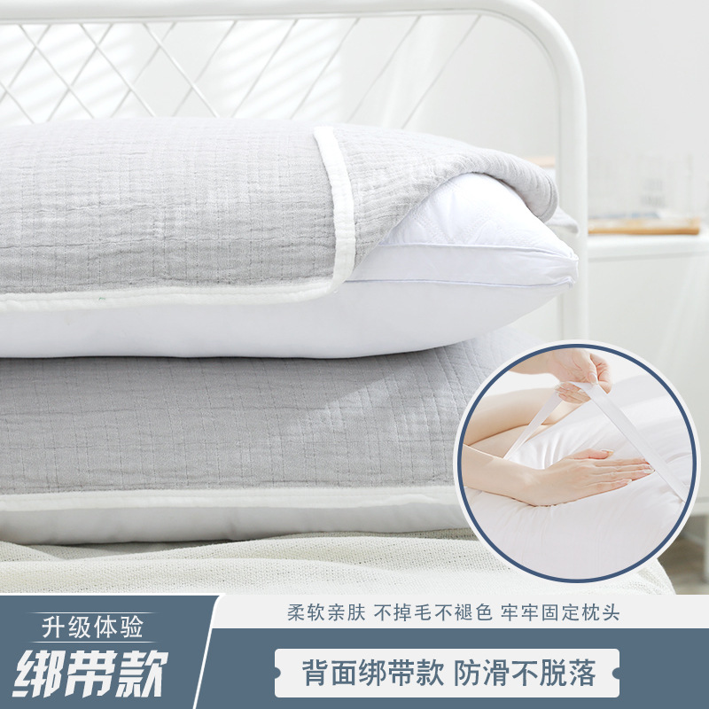 Delivered on behalf of pure cotton pillow covers, fixed, non-slip, non-falling, cotton four-layer gauze, high-end pillow cushions, couple set
