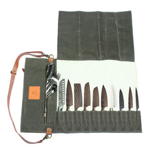 WESSLECO亚马逊新款厨师收纳包帆布便携式手提西餐主厨刀具工具包