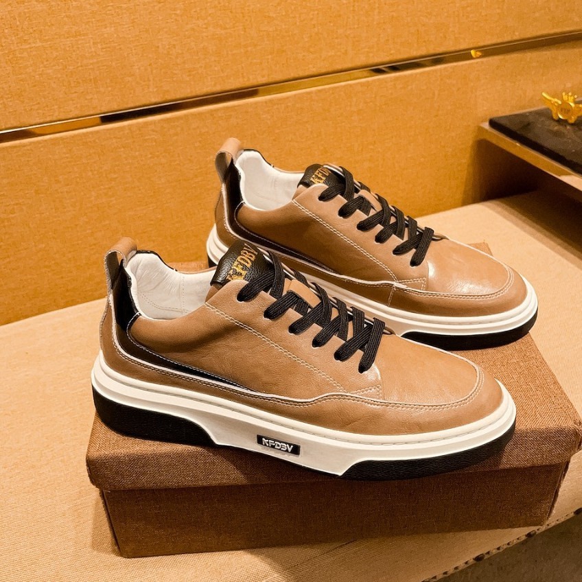 Trendige Herren Leder Sneaker Für Freizeit Atmungsaktive Schuhe_voghion.com