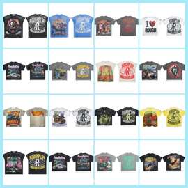 美式图形t恤超大韩国哥特T恤情侣复古新运动衫欧美男女跨境合集