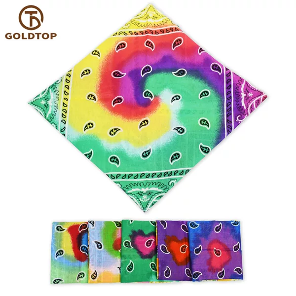Korean fashion street dance hip-hop cashew flower square revolving rainbow flower Sports square riding cotton scarf wholesale