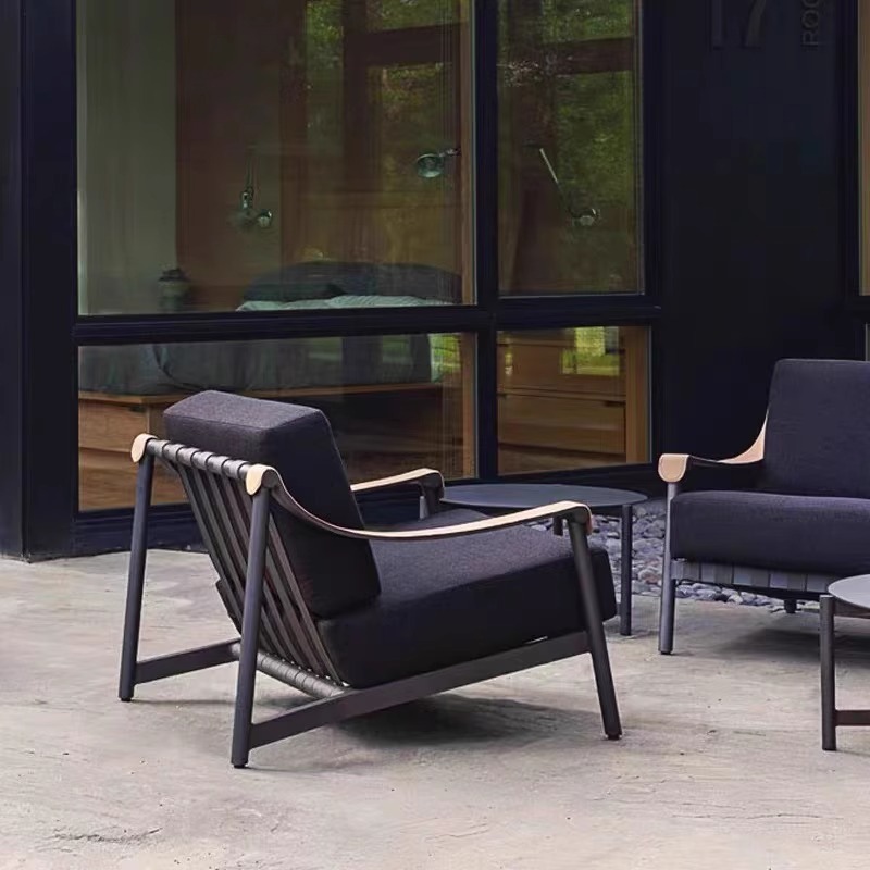 Diseñador combinación de sofá al aire libre villa patio al aire libre jardín ocio silla de mimbre modelo de habitación terraza muebles de mimbre