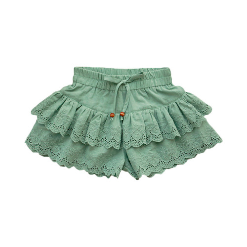 2024 Summer Strawberry Shan Girl Baby Double Layer Hollow Lace Western Style Casual Shorts