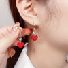 Red advanced universal earrings heart shaped, simple and elegant design, high-quality style