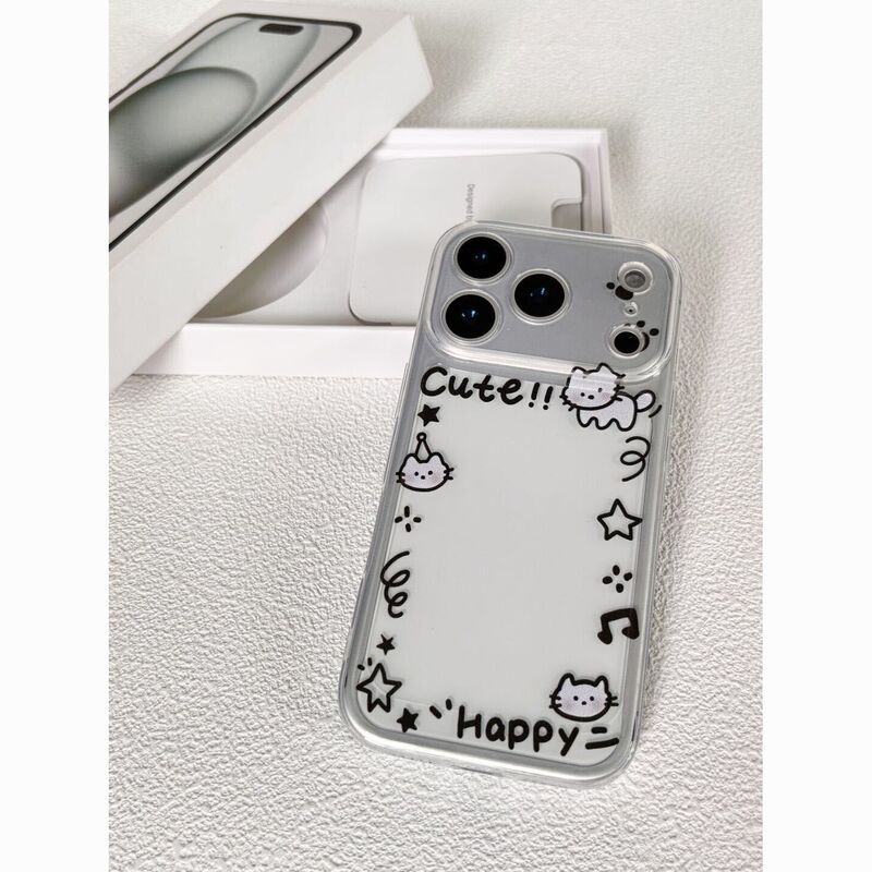 Star Cat Mobile Phone Case Suitable for Apple 17Promax Transparent 15Pro Transparent 13 All-Inclusive 17 Simple 7 8