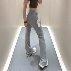 ALO レッグラベル反射レタープリントマイクロフレアパンツ女の子用ハイウエストスリムフィットネス高弾性パンツフロアレングスパンツ