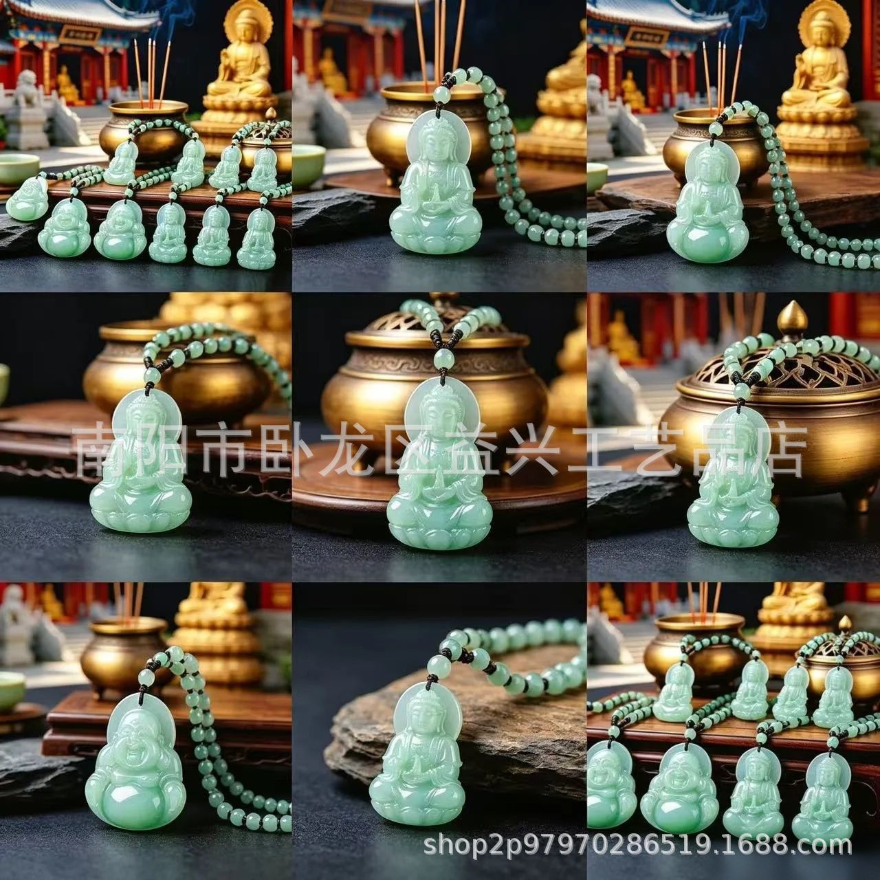 Jade verde pálido Guanyin colgante collar colgante budista guangong estilo nacional joyería de vidrio esmaltado para hombres y mujeres nueva cadena de suéter chino image 1