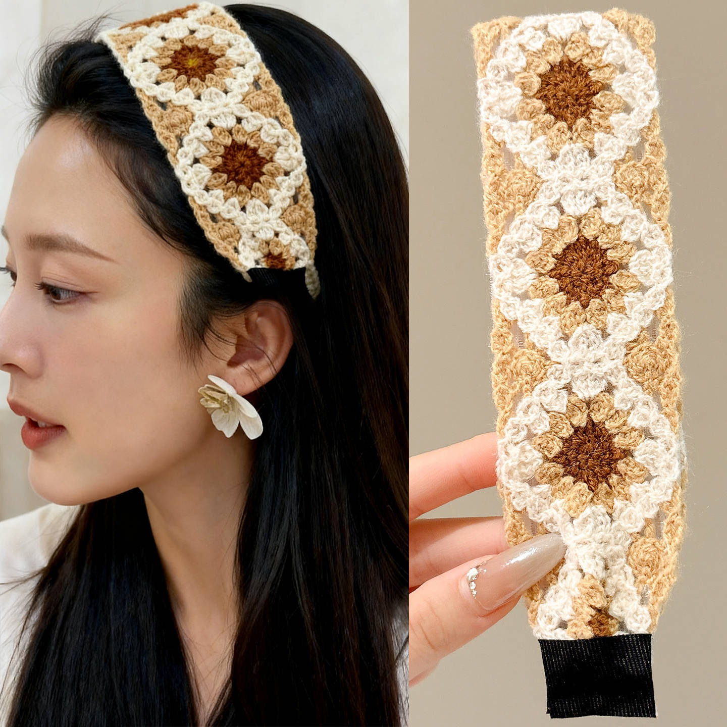 cinturón de cabello de lana femenina otoño invierno ancho borde red adornamiento para el cabello rojo tejido francés pequeño viento fragante banda de cabello de lana fijación de cabello temperamento banda de cabeza