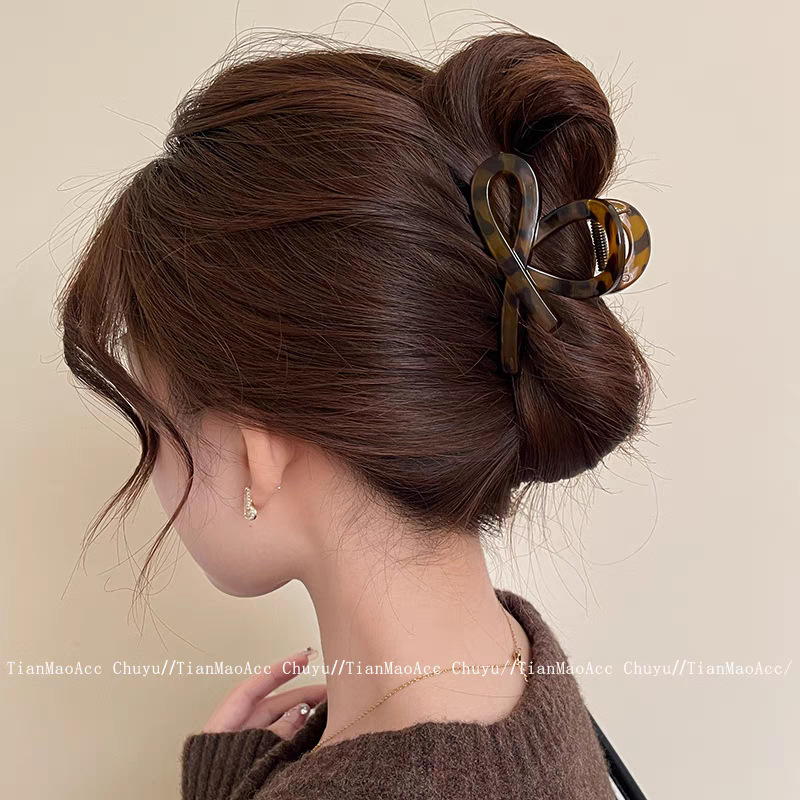 18#Amber half bow 8cm hair grip