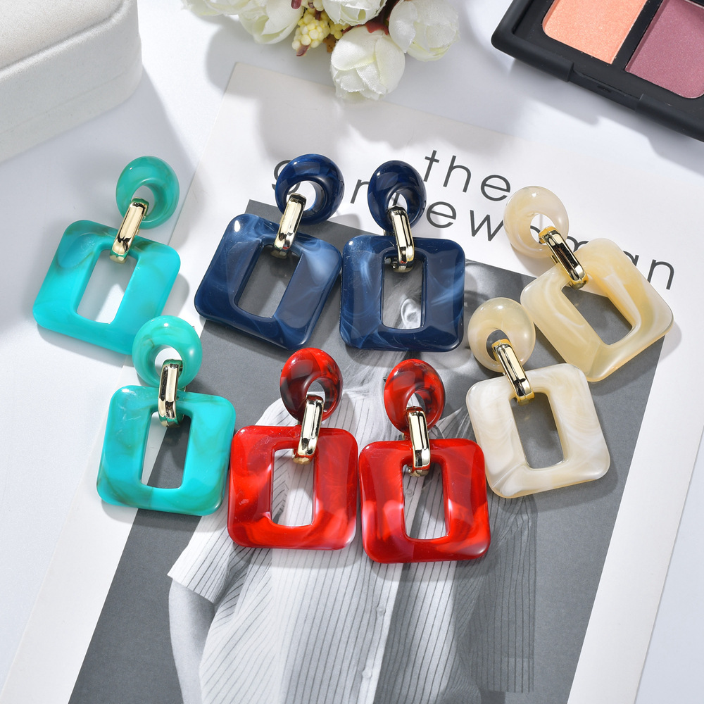 No Inlaid Inlay Material Retro Fashion Geometric Resin No Inlaid Earrings