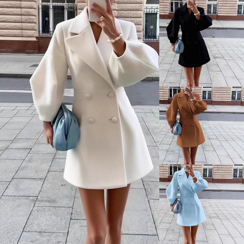 Cross-Border European and American 2026 Autumn and Winter New Retro Palace-Style Lantern Sleeve Large Lapel Woolen Short Coat for Women Cross-Border European and American 2026 Autumn and Winter New Retro Palace-Style Lantern Sleeve Large Lapel Woolen Short Coat for Women