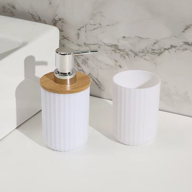 Color sólido blanco y negro de alta gama, caja de jabón, soporte de cepillo de dientes, botella de emulsión, enjuague bucal, caja de algodón, oferta transfronteriza