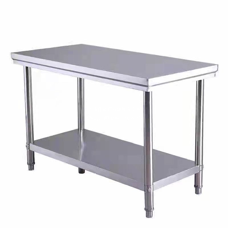 304加厚双层不锈钢工作台酒店商用厨房切菜桌操作台打包装打荷台