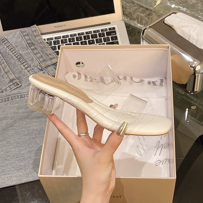 Slide, slippers, summer fashionable high footwear, internet celebrity, plus size