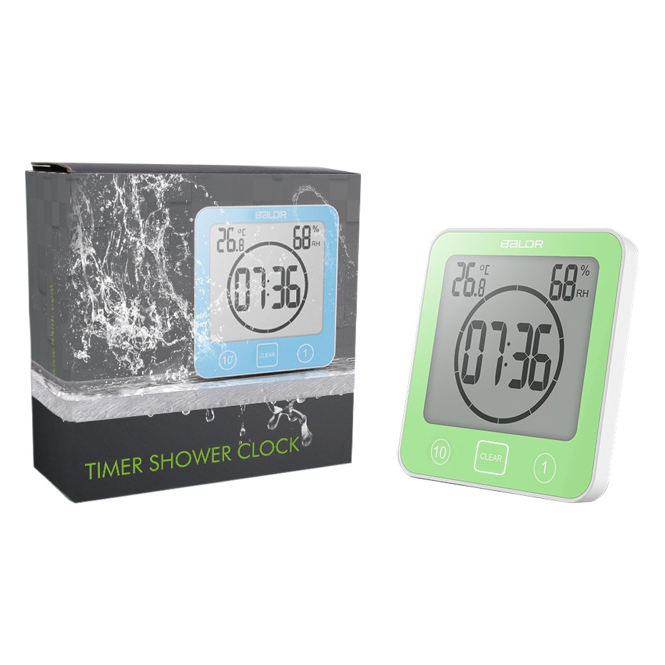 Medidor de temperatura y humedad del reloj de pared reloj de baño impermeable de Cuenta regresiva transfronteriza de 1/10 minutos con ventosa Generación de temporizador de cocina