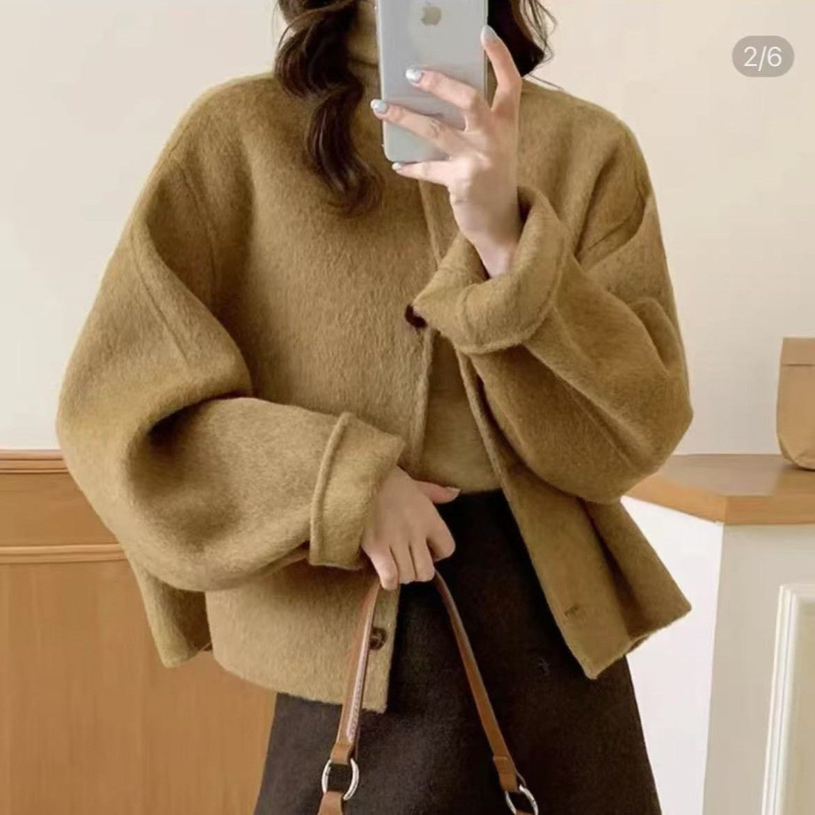 2025 Spring and Autumn New Solid Color Style Korean Version Versatile Age-Reducing Short Woolen Women's Coat for Petite Outfits