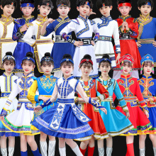 女童蒙古民族演出服饰儿童蒙古服节日舞蹈服幼儿蒙族表演服装
