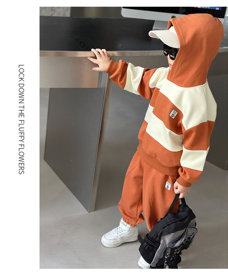 Color Block per ragazzi 2023 Primavera e autunno Nuovi set sportivi con cappuccio per il tempo libero per bambini Vestiti alla moda per bambini_voghion.com