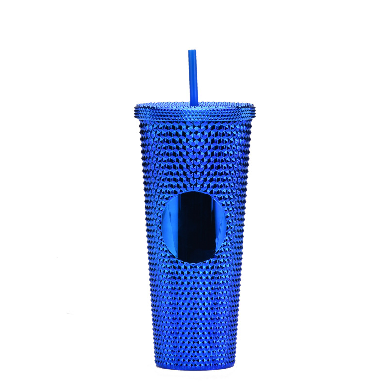 二層プラスチックストローカップ大容量クリエイティブ 710 ミリリットルドリアンカップハンドカップ発光変色レインボーグラデーションカップ|undefined