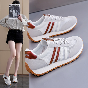 2025 Summer New Casual Shoes Fashion All-match Travel Running Shoes Breathable Cloth Lightweight Lace-up Women's Shoes 286