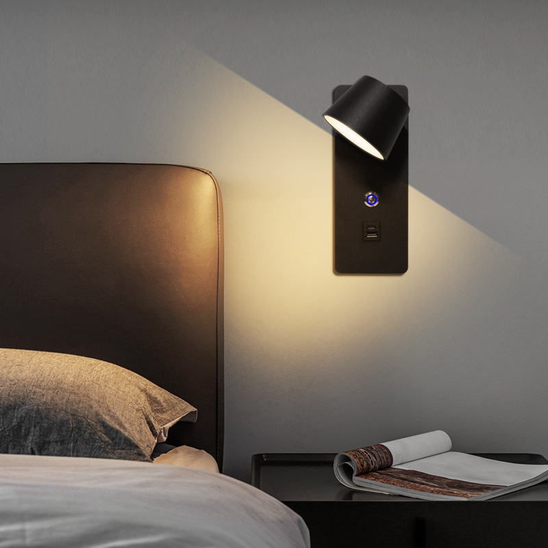 Indoor Wall Lamp Aisle Stair Lamp Hotel Bedside Reading Lamp Led Wall Lamp with USB Charging Touch Dimming