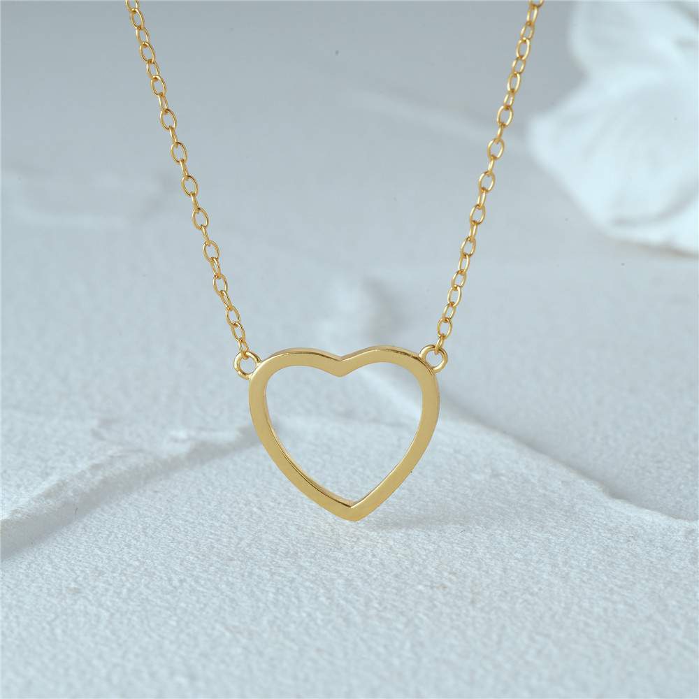 Simple Style Heart Shape Sterling Silver Plating Pendant Necklace display picture 7