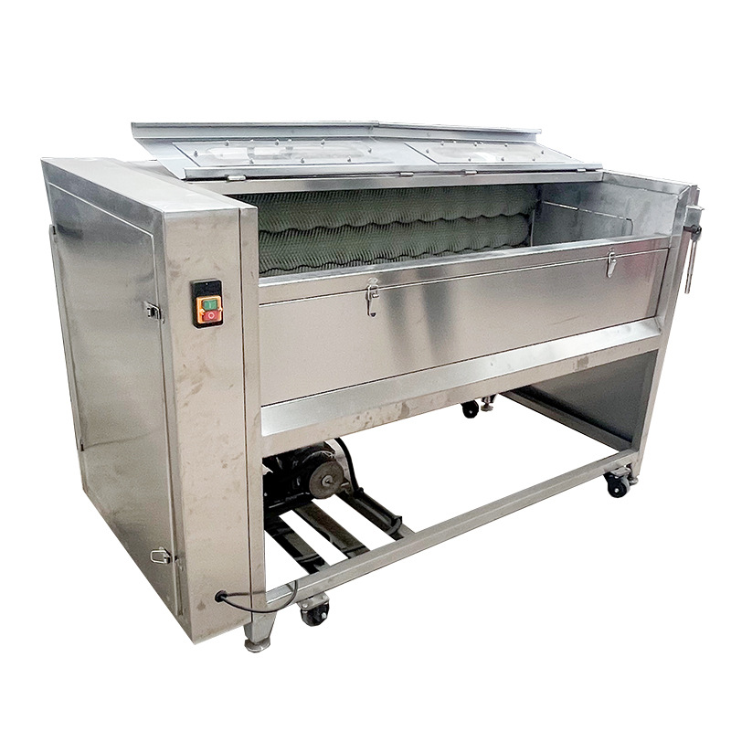 Máquina de limpieza de rodillos de pelo de papas Máquina de limpieza y descascar automática de zanahoria roja nueva máquina de descascar de raíz de loto grande