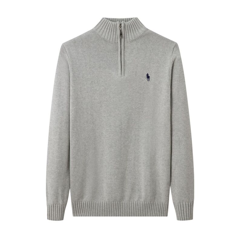 Autumn and winter new RL pony logo men's sweater stand collar zipper pullover Paul sweater men's cotton embroidered sweater