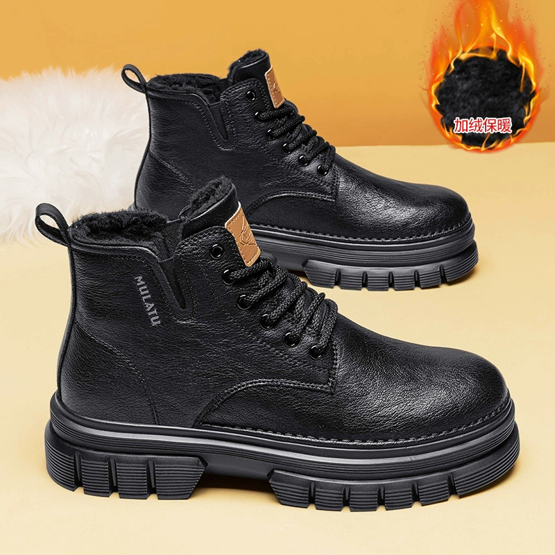 Martin сапоги мужской 2024 новый зимний высокий бритвенные кожаные сапоги мужской повседневный кожаный ботинок