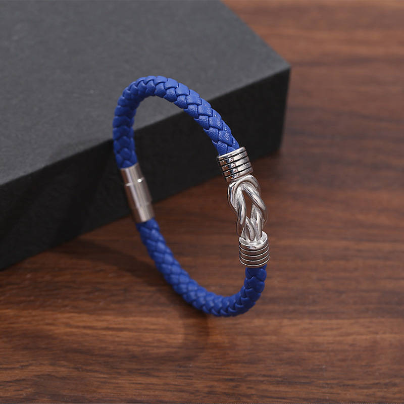 Amazon Twist Cross-Border Bracelet Men's Stainless Steel Magnet Buckle Retro Bracelet Handmade Braided Leather Bracelet Amazon Twist Cross-Border Bracelet Men's Stainless Steel Magnet Buckle Retro Bracelet Handmade Braided Leather Bracelet