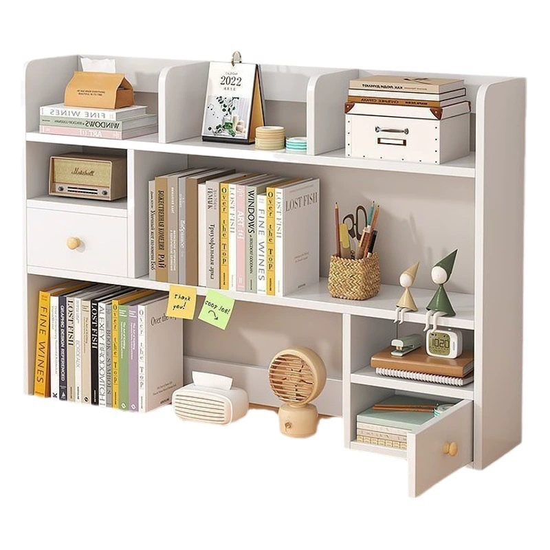Книжная полка Настольная полка для хранения Спальня Офисный стол Маленькая многослойная полка Гостиная Стол Хранение Простой книжный шкаф